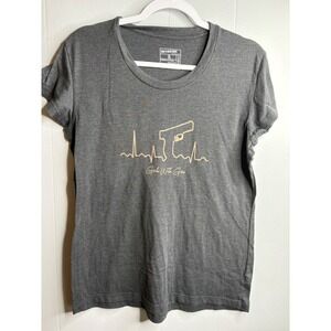 Girls‎ With Guns Womens XL Charcoal Grey Heartbeat Handgun Graphic T-Shirt